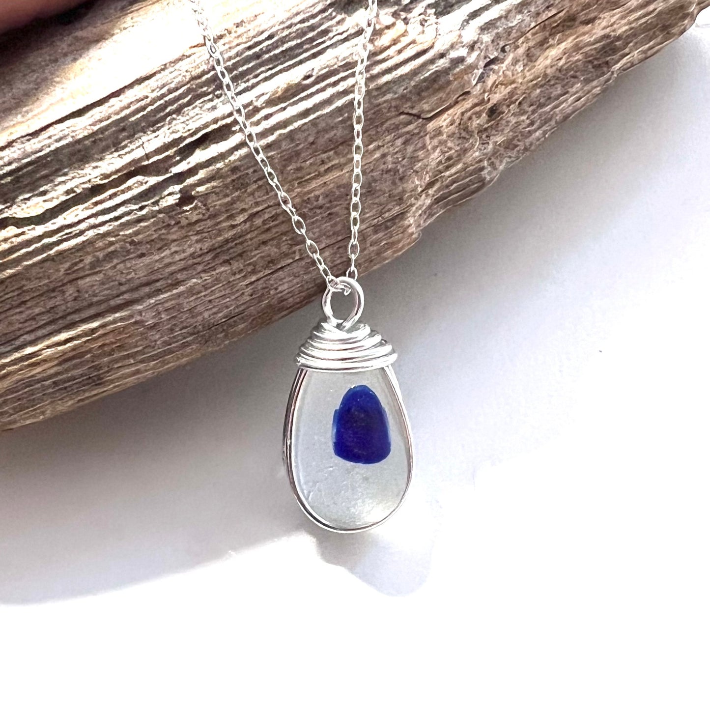 Blue Dot Seaham Sea Glass Multi Tone Pendant