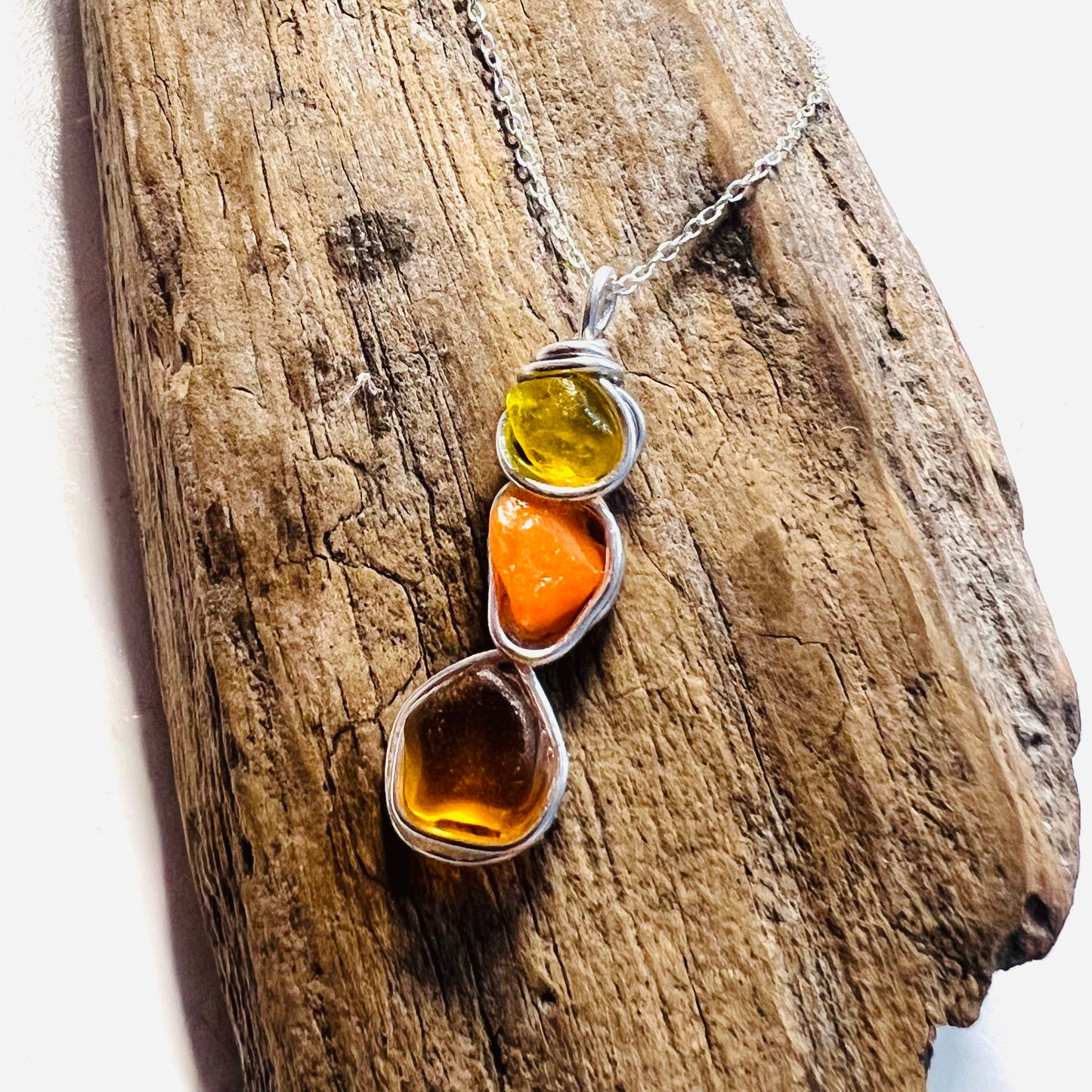 Rare Orange Seaham Sea Glass Pendant