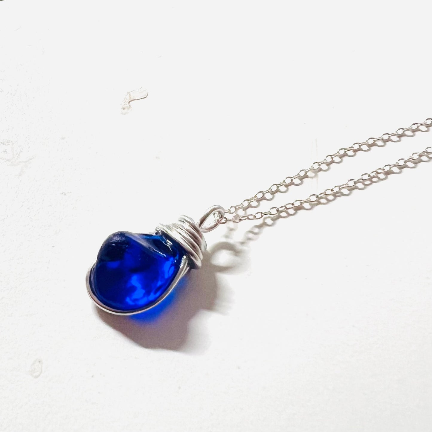 Deep Blue Seaham Sea Glass Pendant