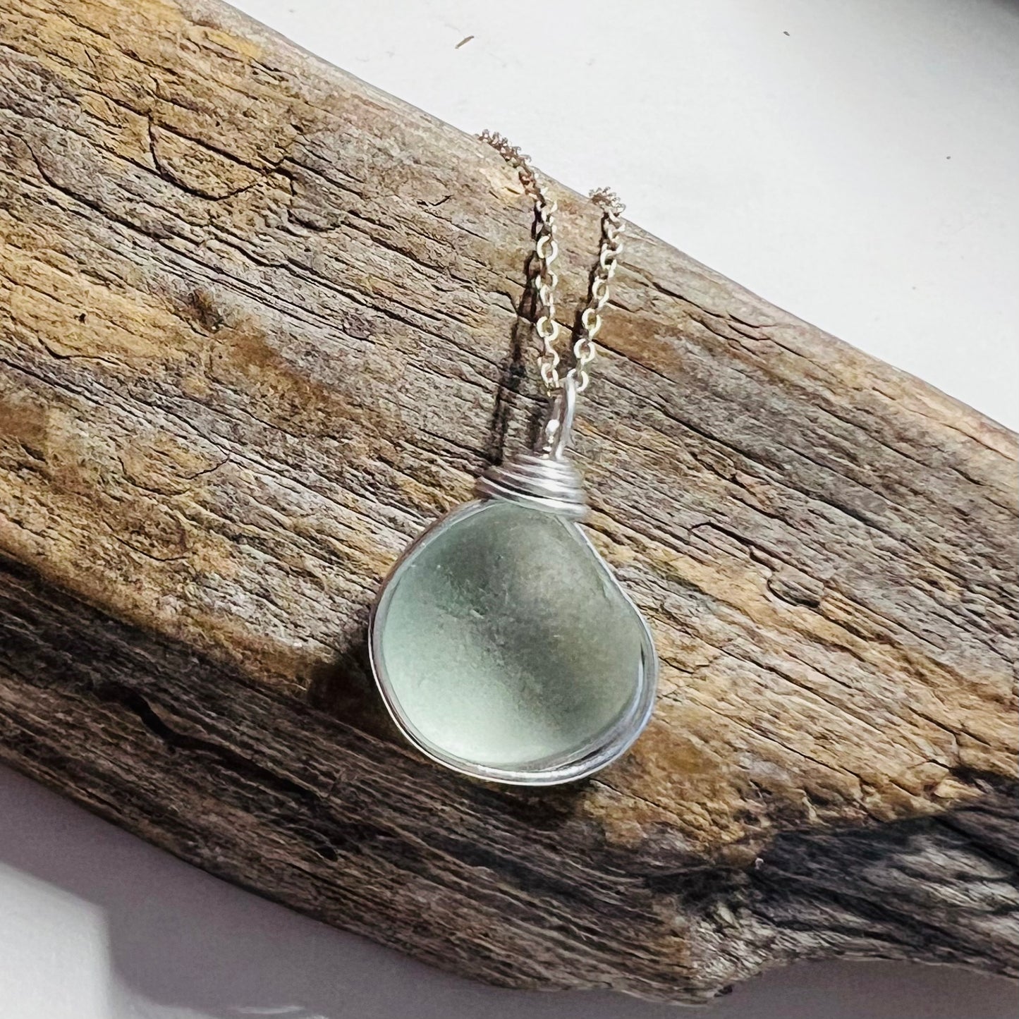 Seaham Sea Glass Aqua Bubble Pendant