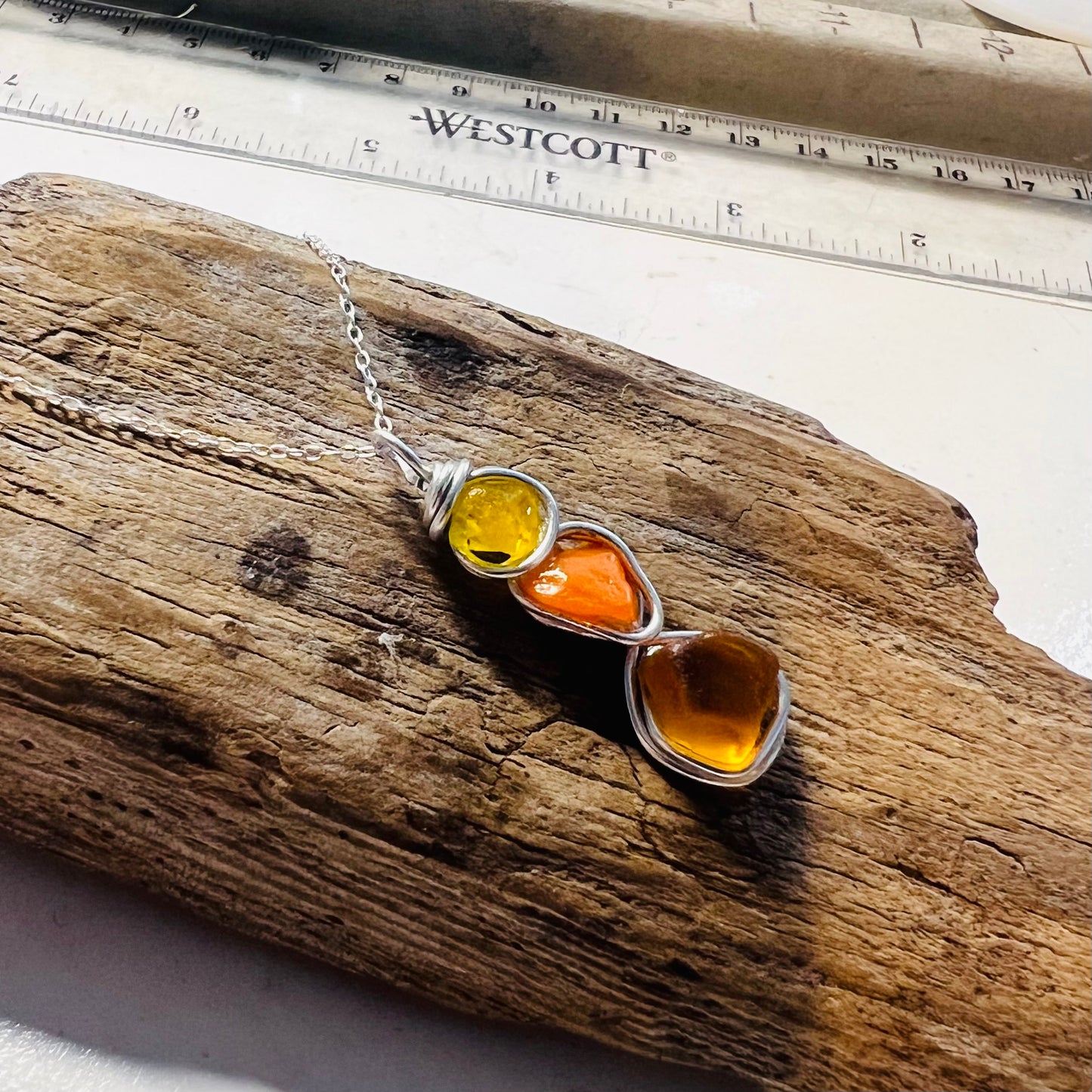 Rare Orange Seaham Sea Glass Pendant
