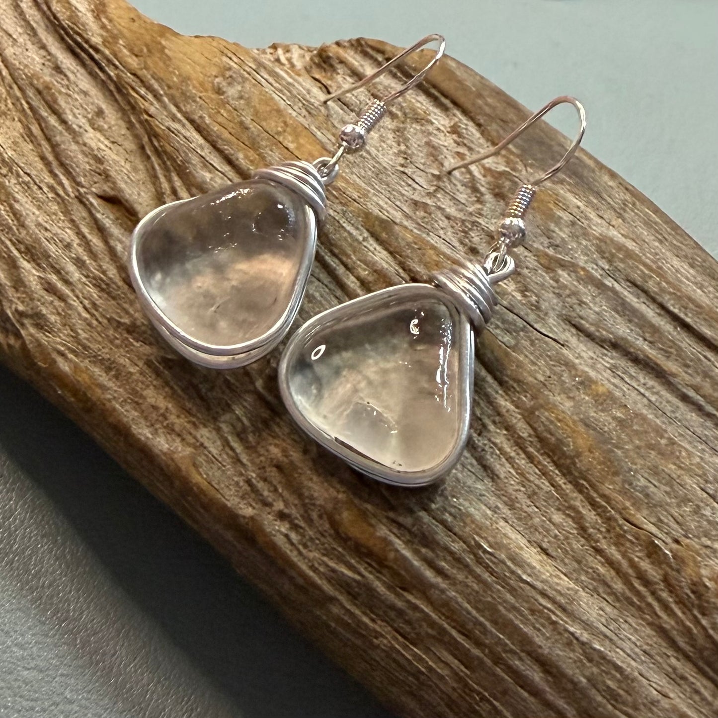 Large White Seaham Sea Glass Earrings