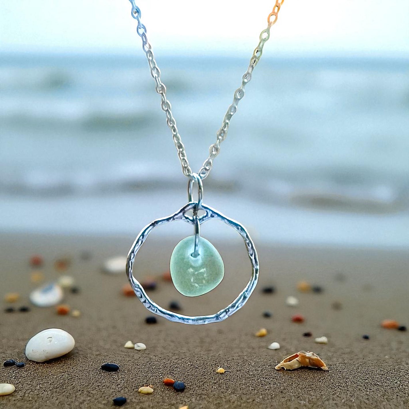 Seafoam Green Seaham Sea Glass Pendant