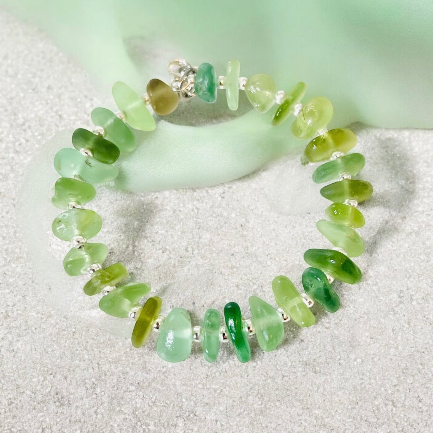 Seaham Sea Glass Greens Full Circle Bracelet