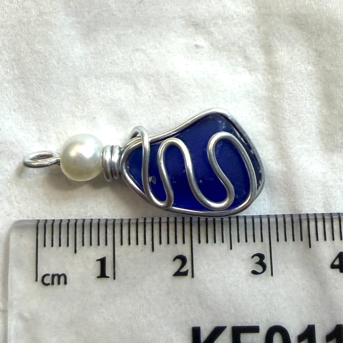 Blue Seaham Sea Glass Waves Glass Pendant