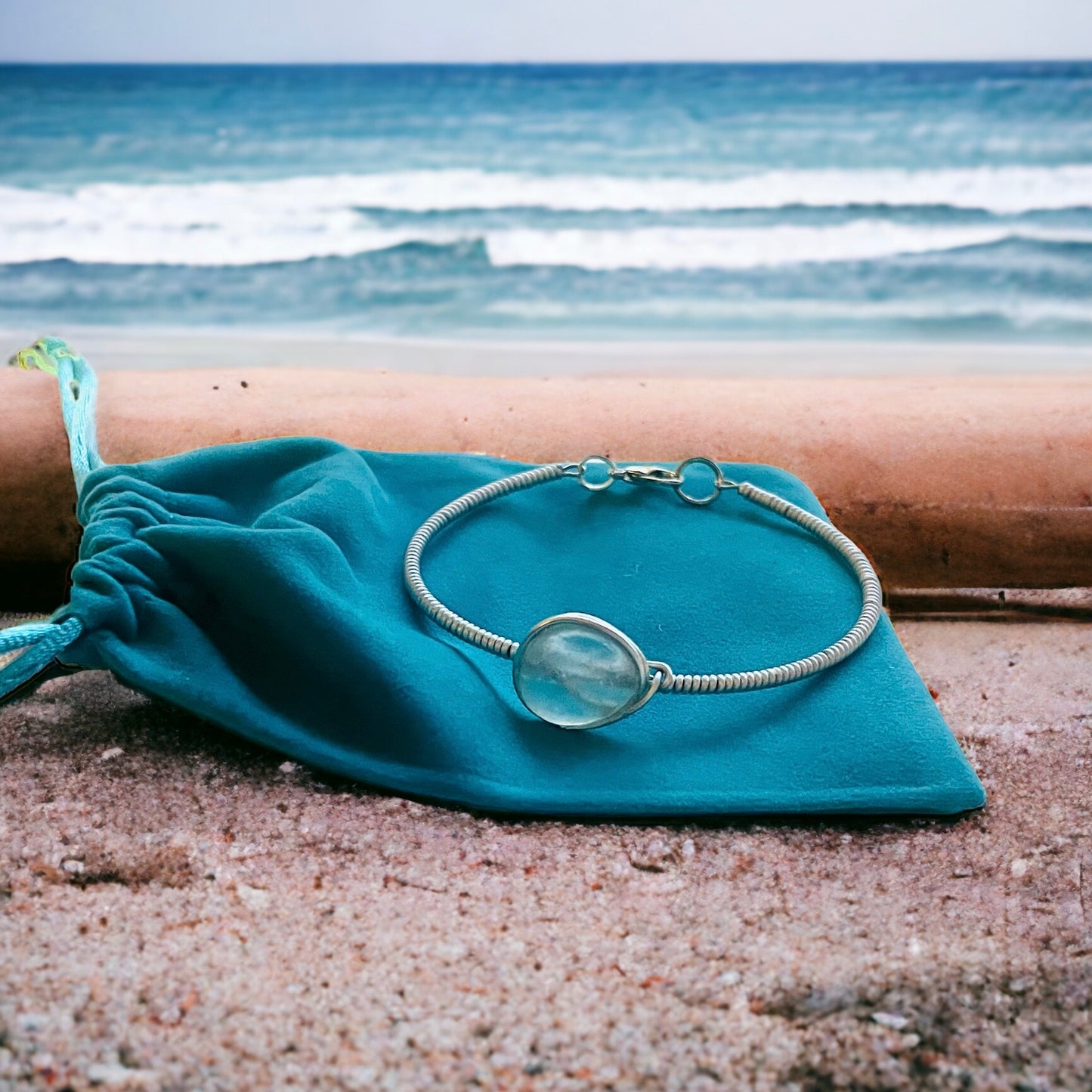 Seaham Sea Glass Wire Wrap Bangle LP