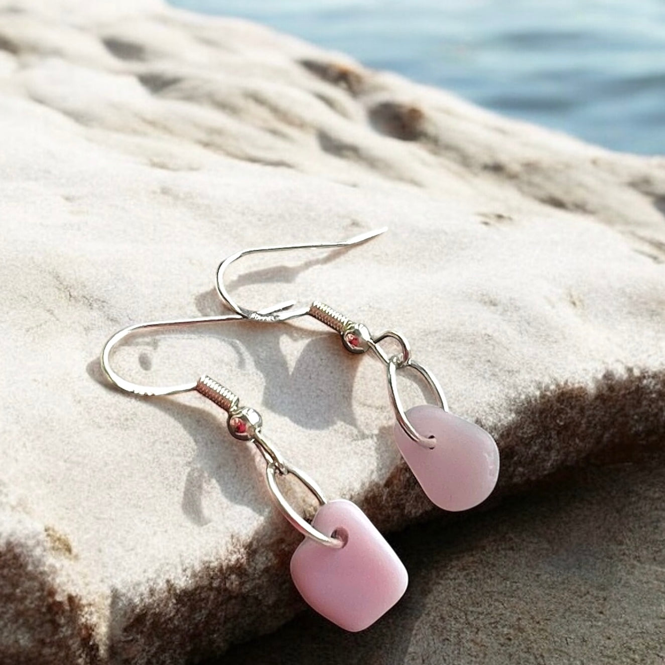 Pale Pink Seaham Milk Glass Small Earrings