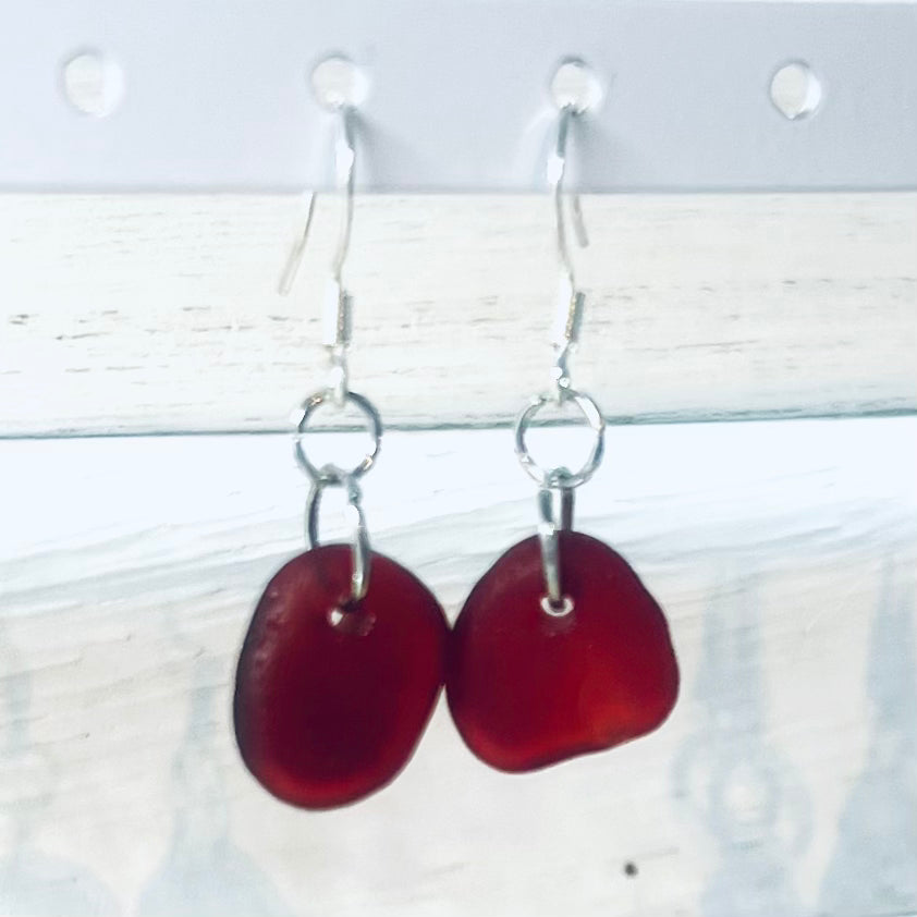 Devon Red Sea Glass Earrings