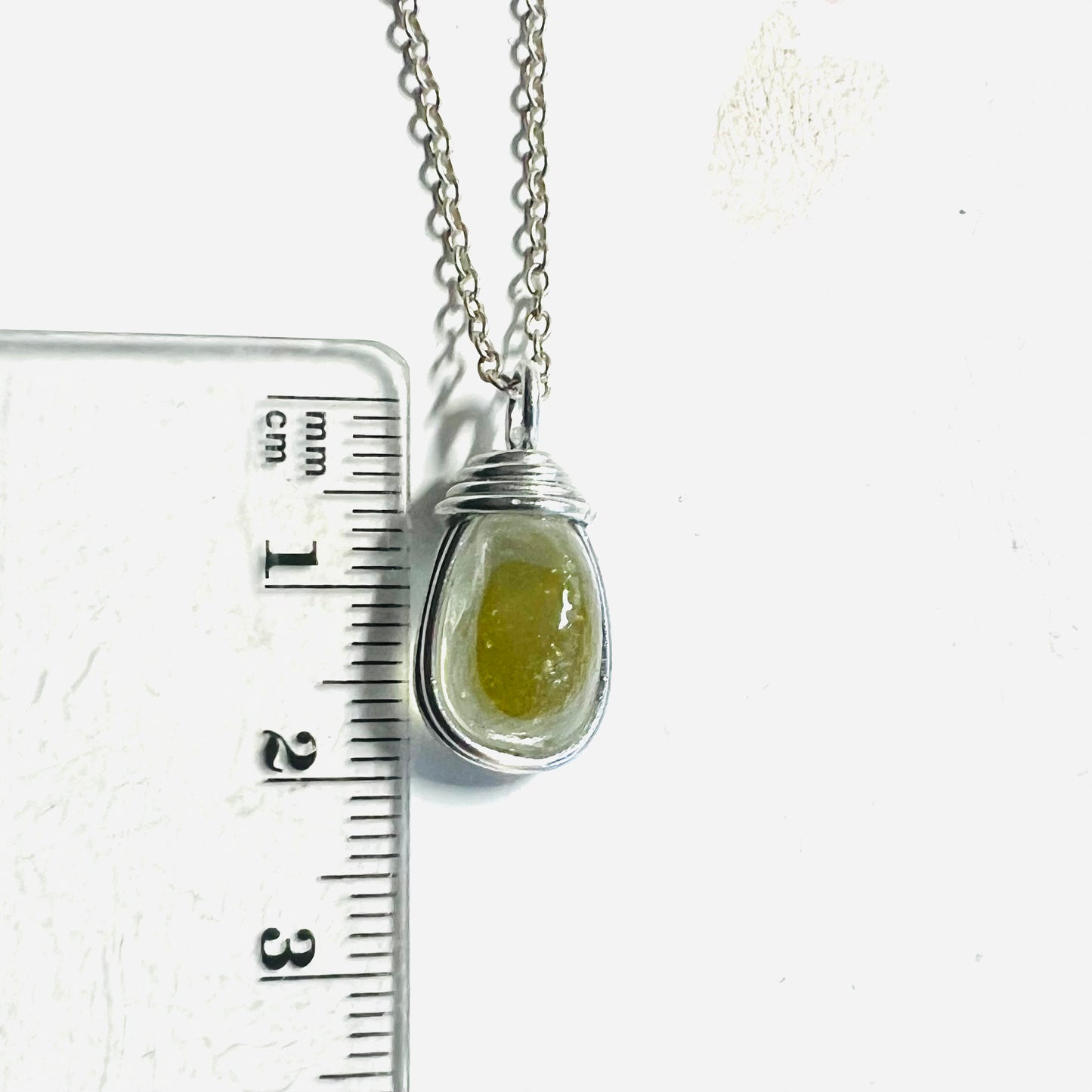 Pale Yellow and White Seaham Sea Glass Multi Pendant