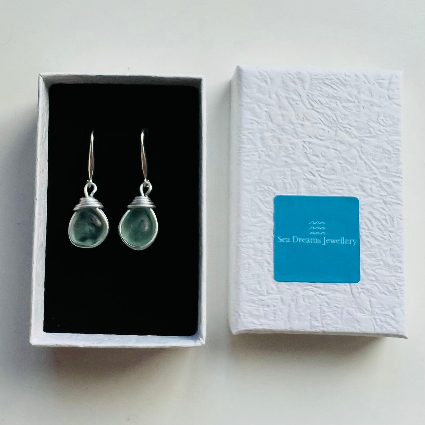Aqua Sea Foam Seaham Sea Glass Earrings On Sterling Silver Hooks