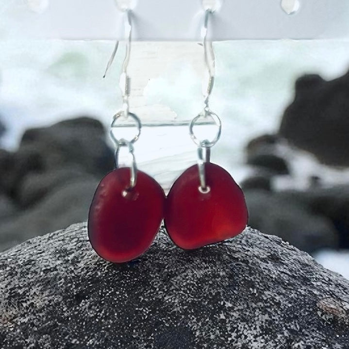 Devon Red Sea Glass Earrings