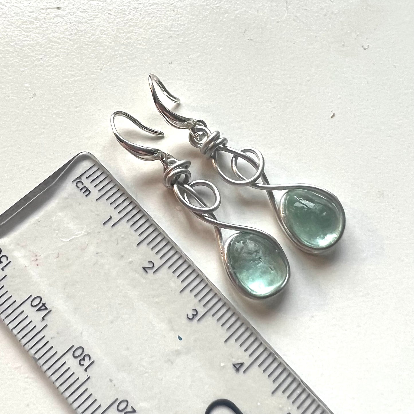 Swirly Seaham Sea Glass Earrings