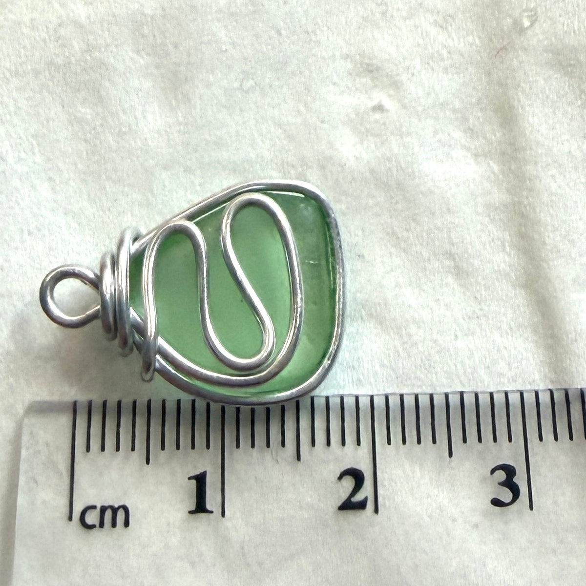 Pale Green Seaham Sea Glass Waves Pendant