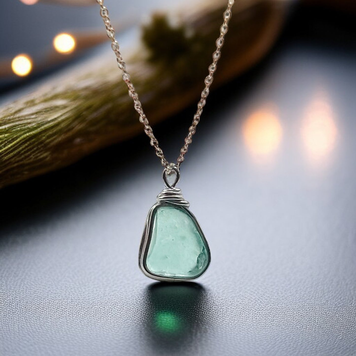 Aqua Seaham Sea Glass Pendant