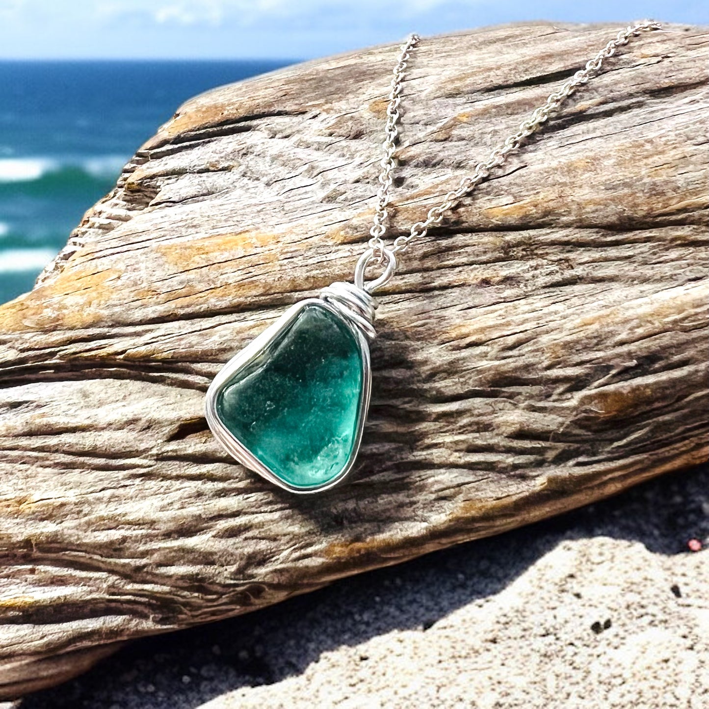 Aqua Seaham Sea Glass Pendant