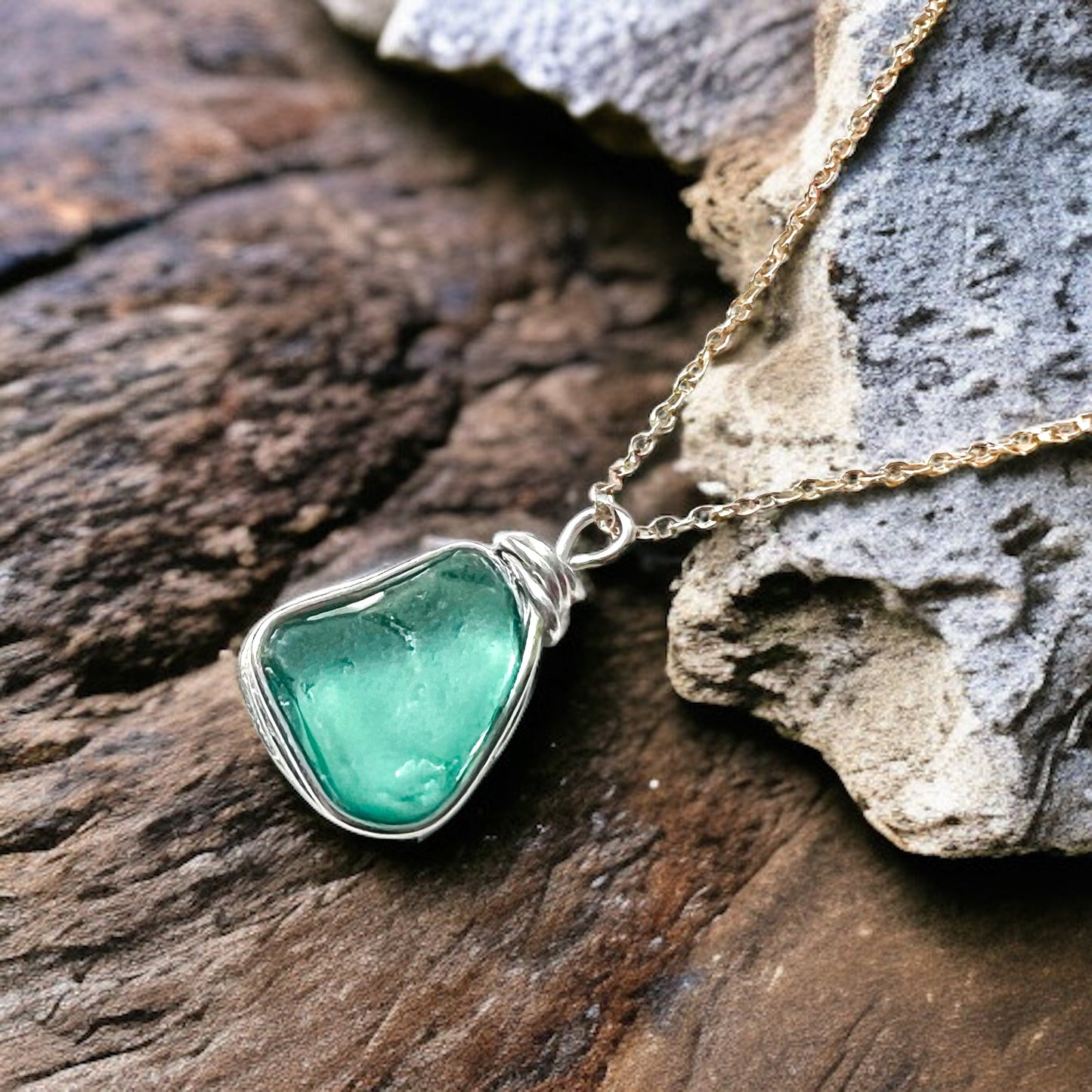 Aqua Seaham Sea Glass Pendant