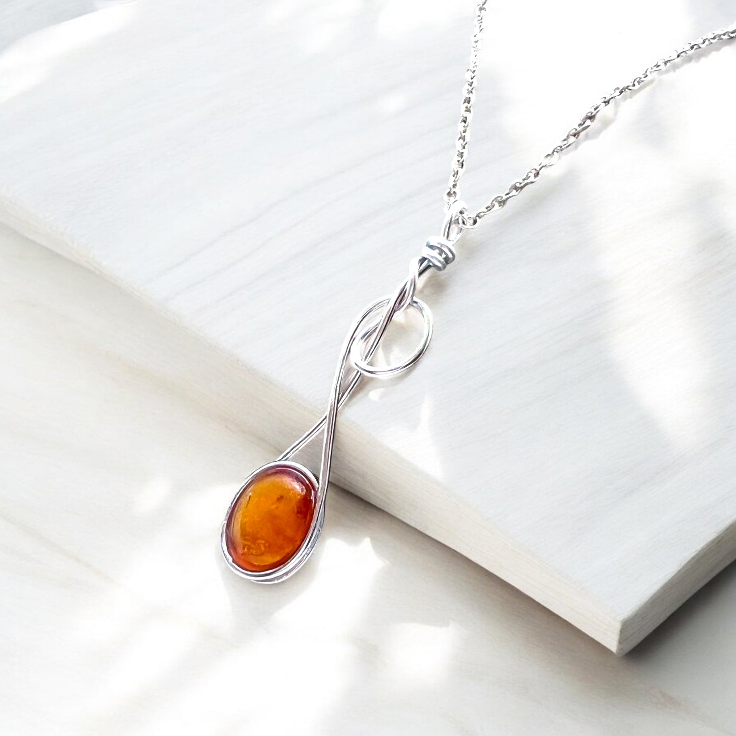 Very Rare Orange Seaham Sea Glass Swirly Pendant