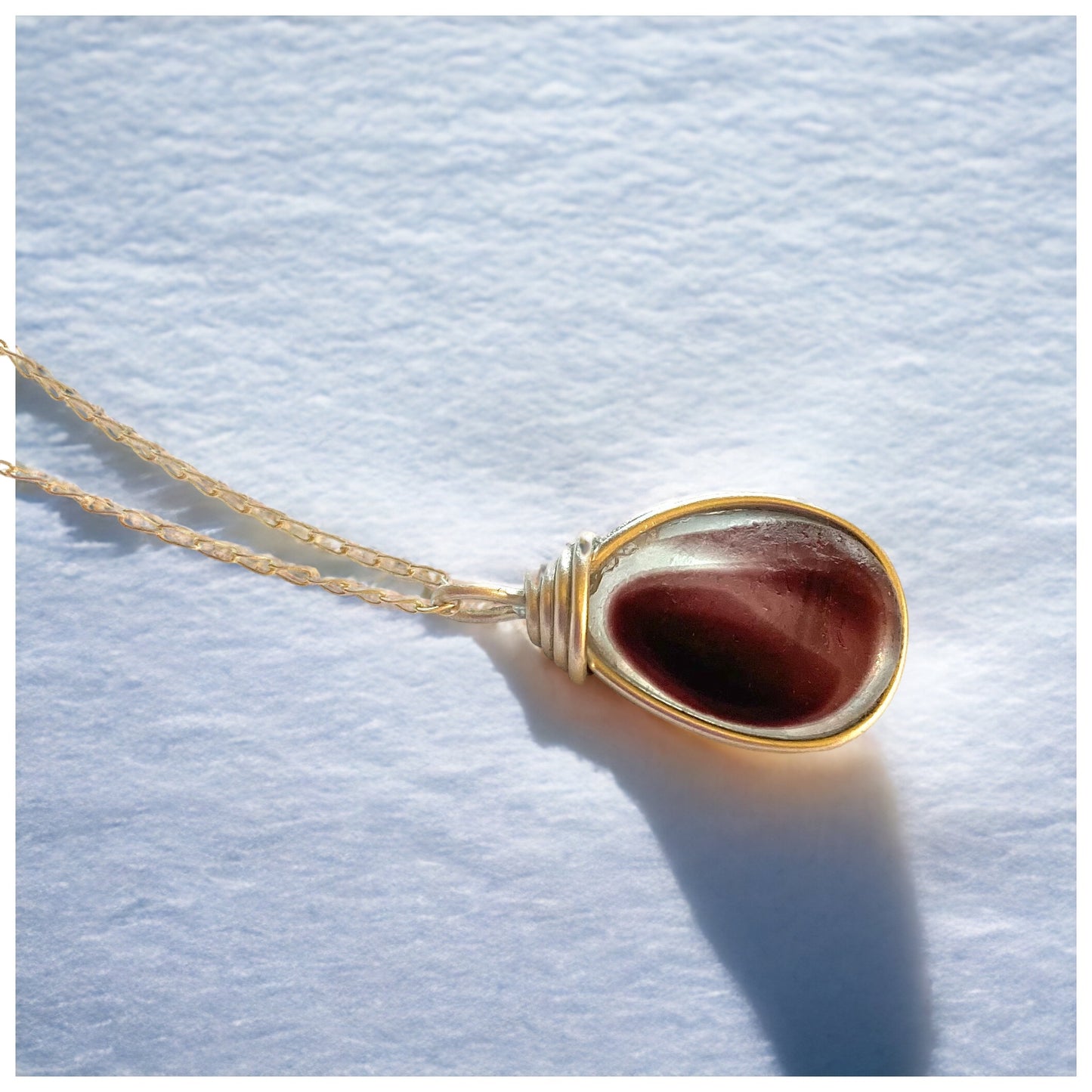 Large Burgundy Seaham Sea Glass Multi Pendant