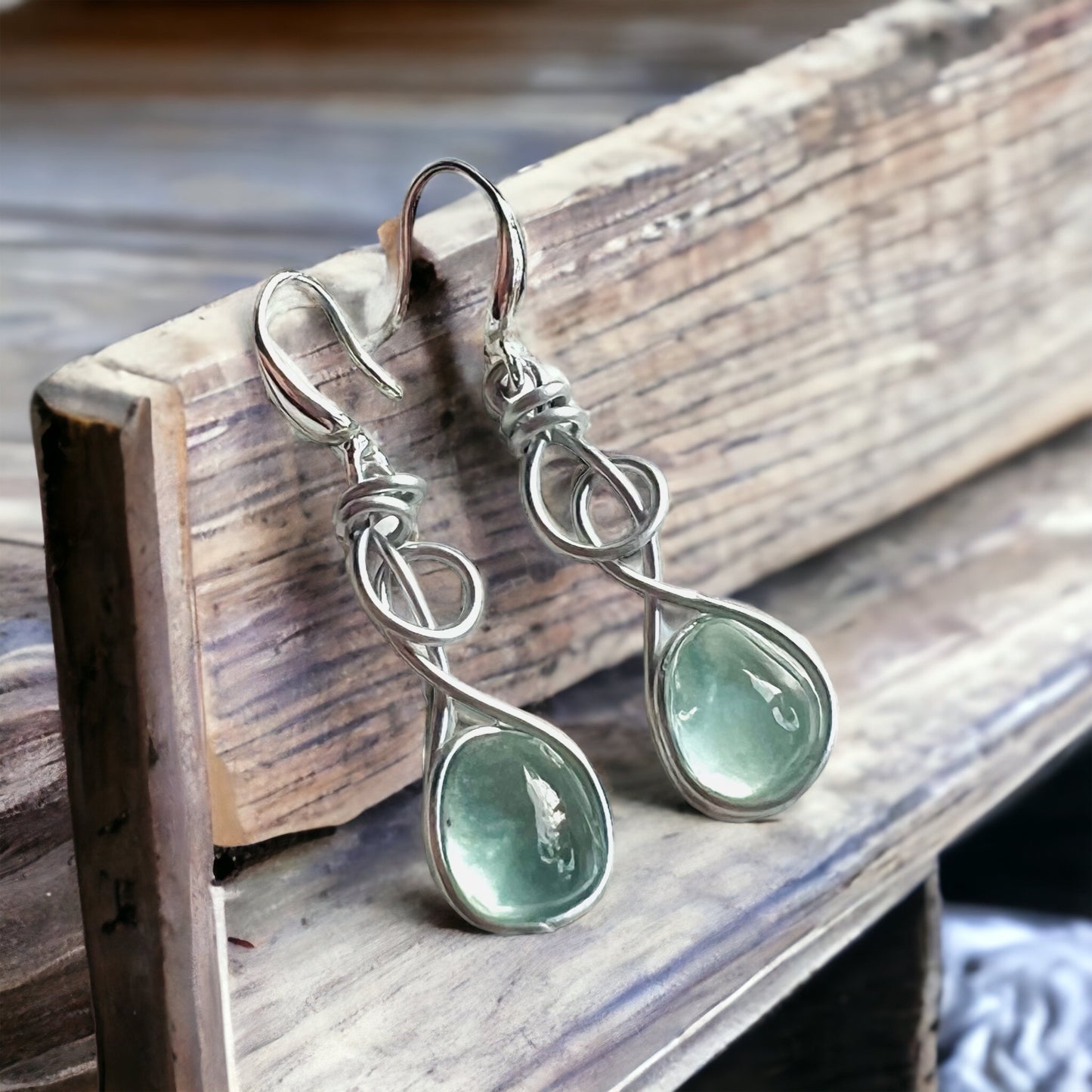 Swirly Seaham Sea Glass Earrings