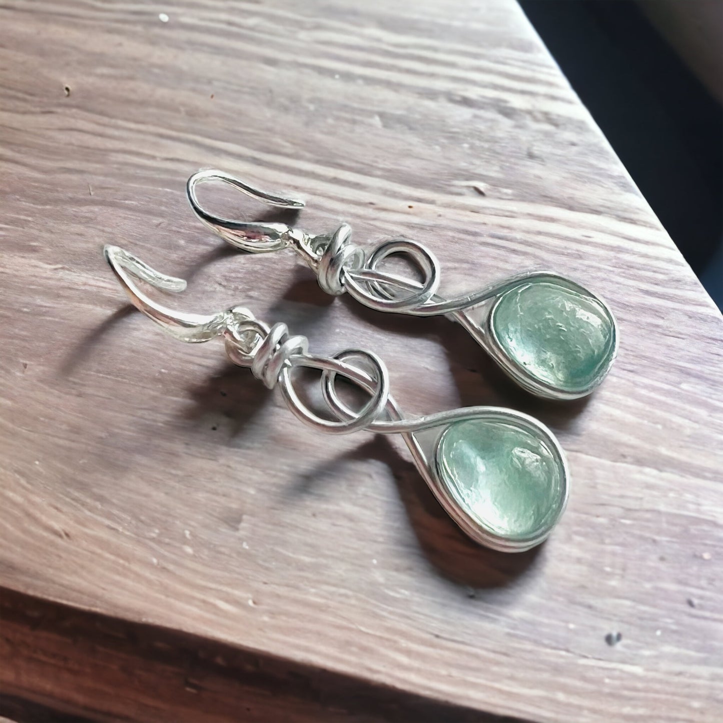 Swirly Seaham Sea Glass Earrings