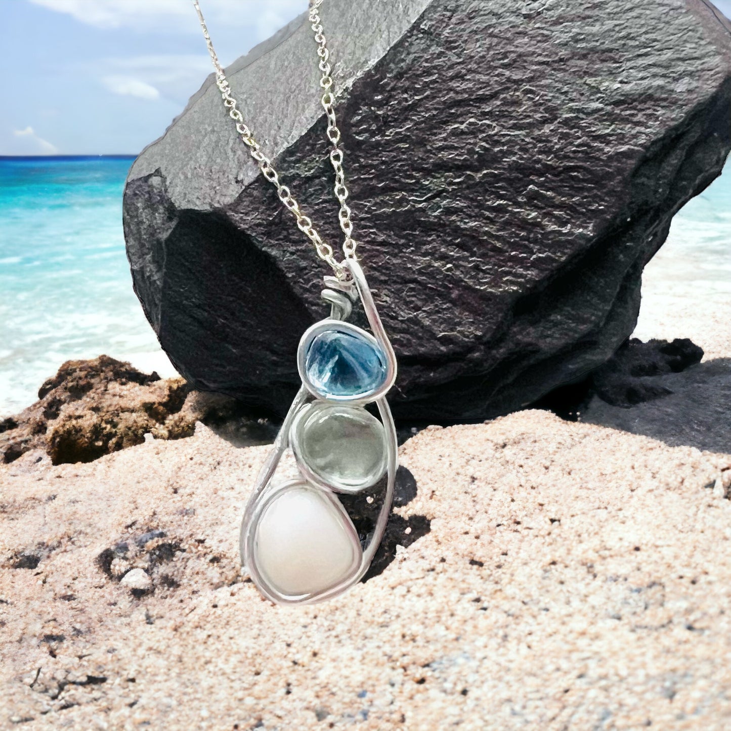 Three Piece Seaham Sea Glass Pendant