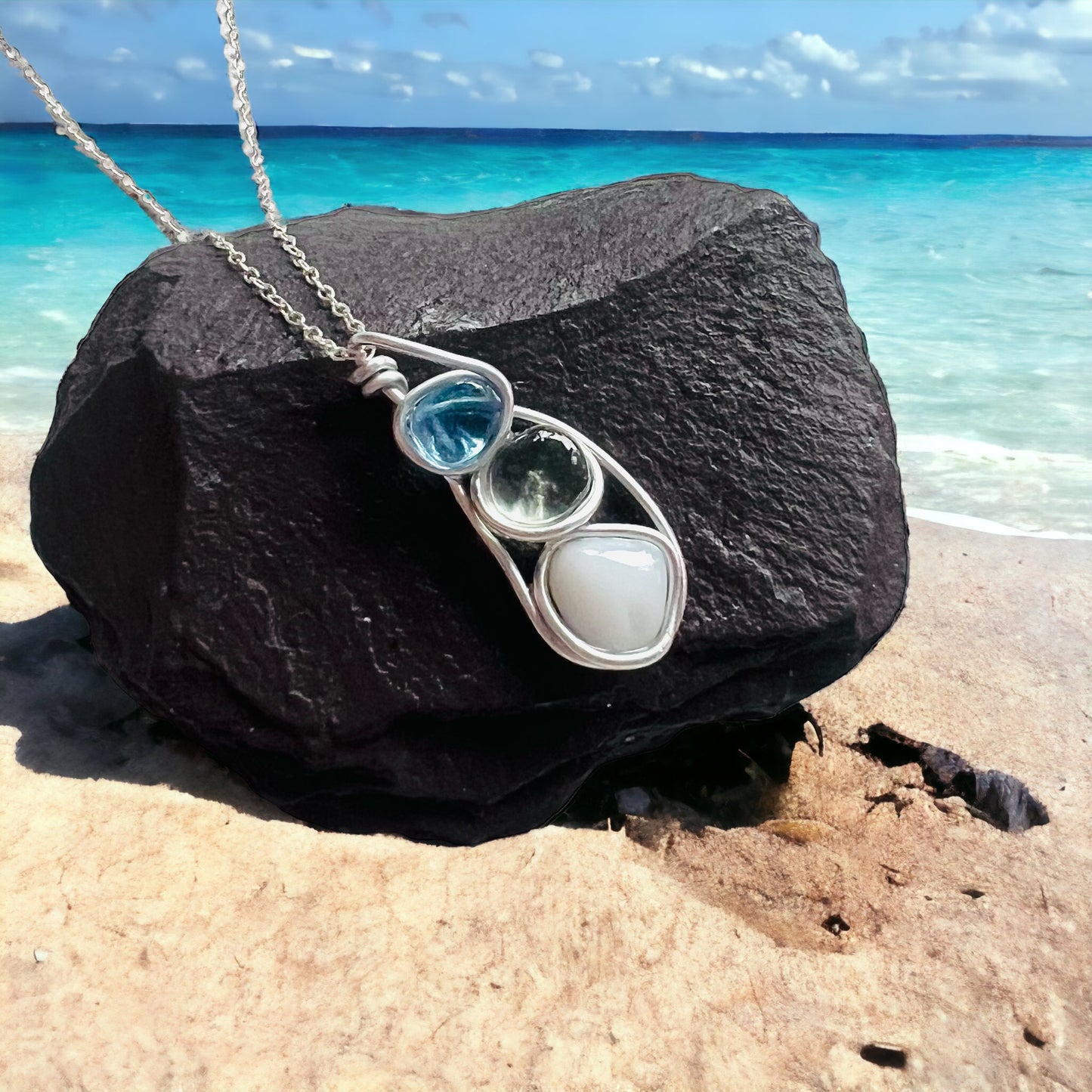 Three Piece Seaham Sea Glass Pendant