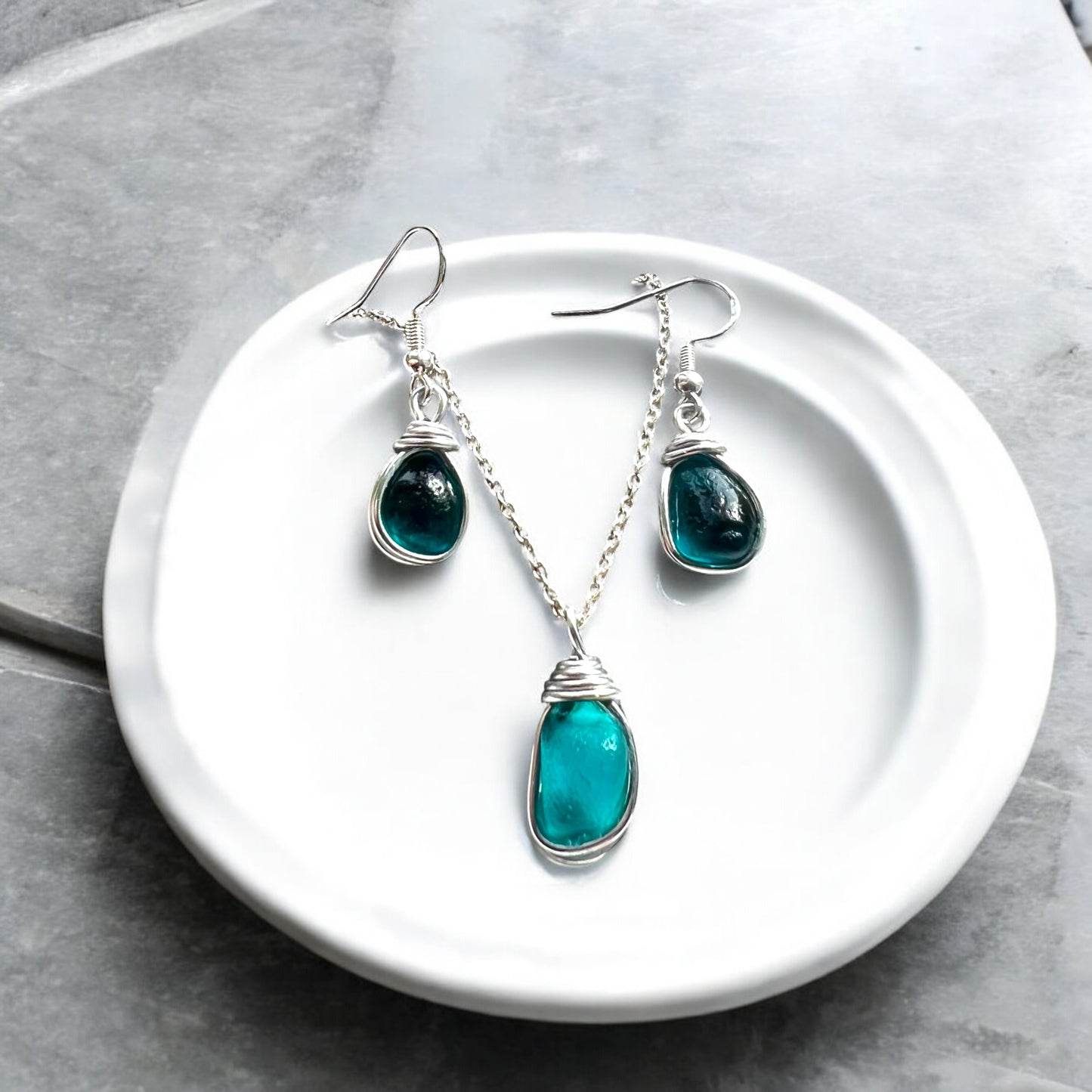 Turquoise Seaham Sea Glass Set