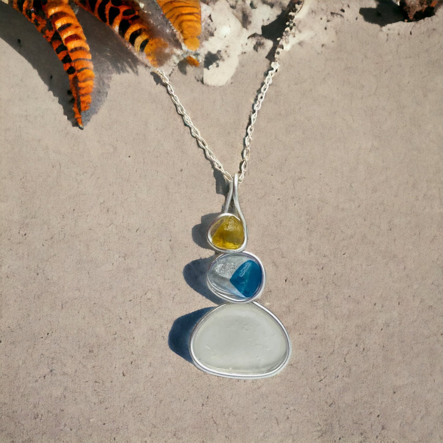 Three Piece Seaham Sea Glass Pendant