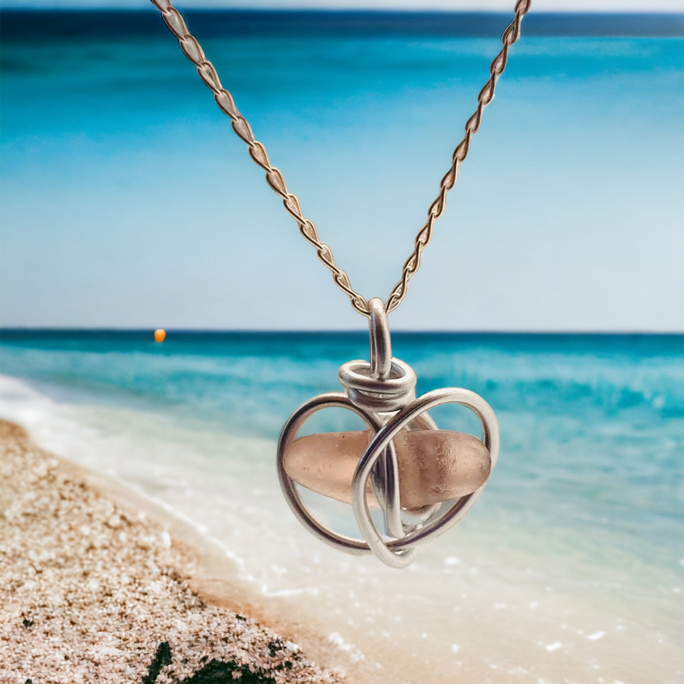 Pink Seaham Sea Glass Heart Pendant