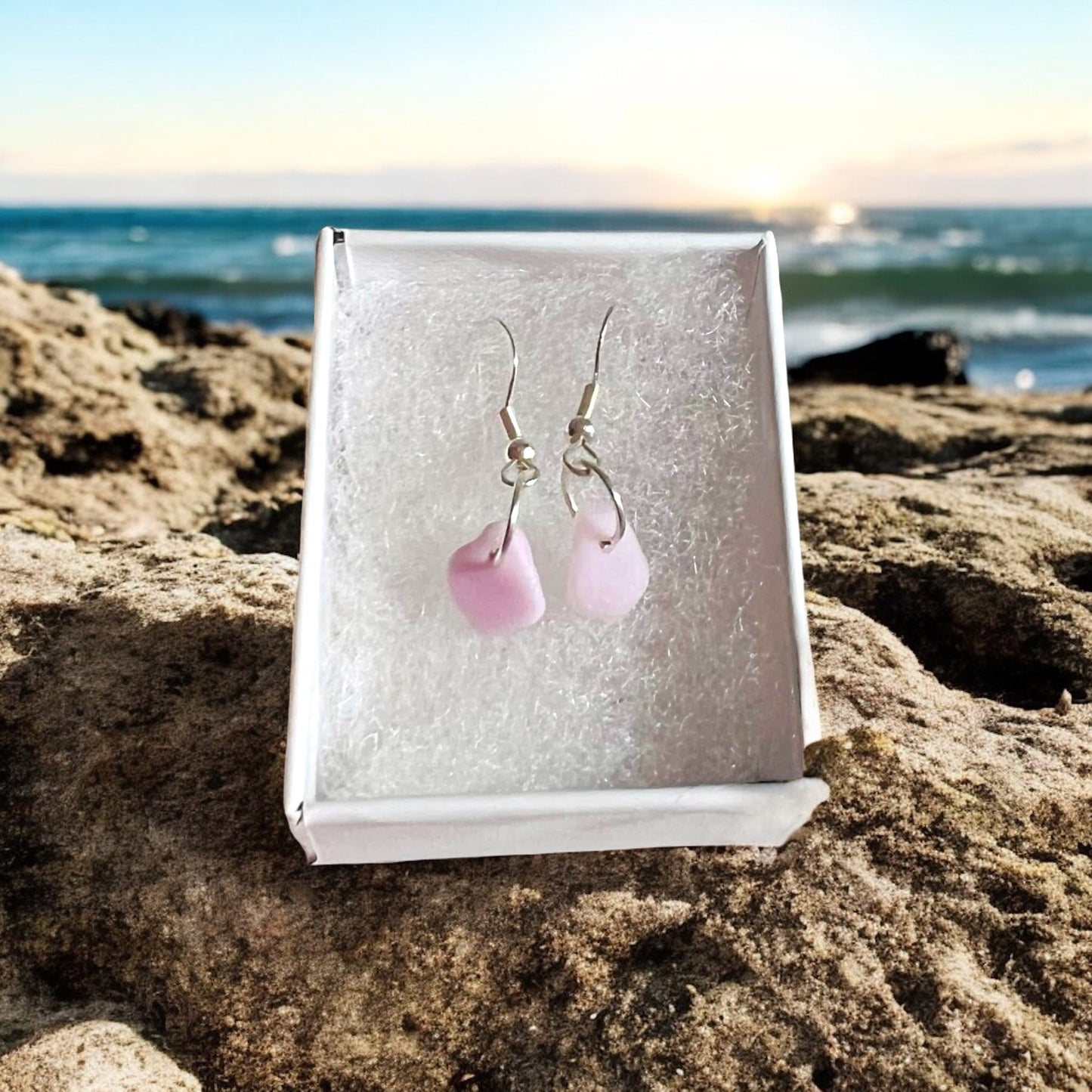 Pale Pink Seaham Milk Glass Small Earrings