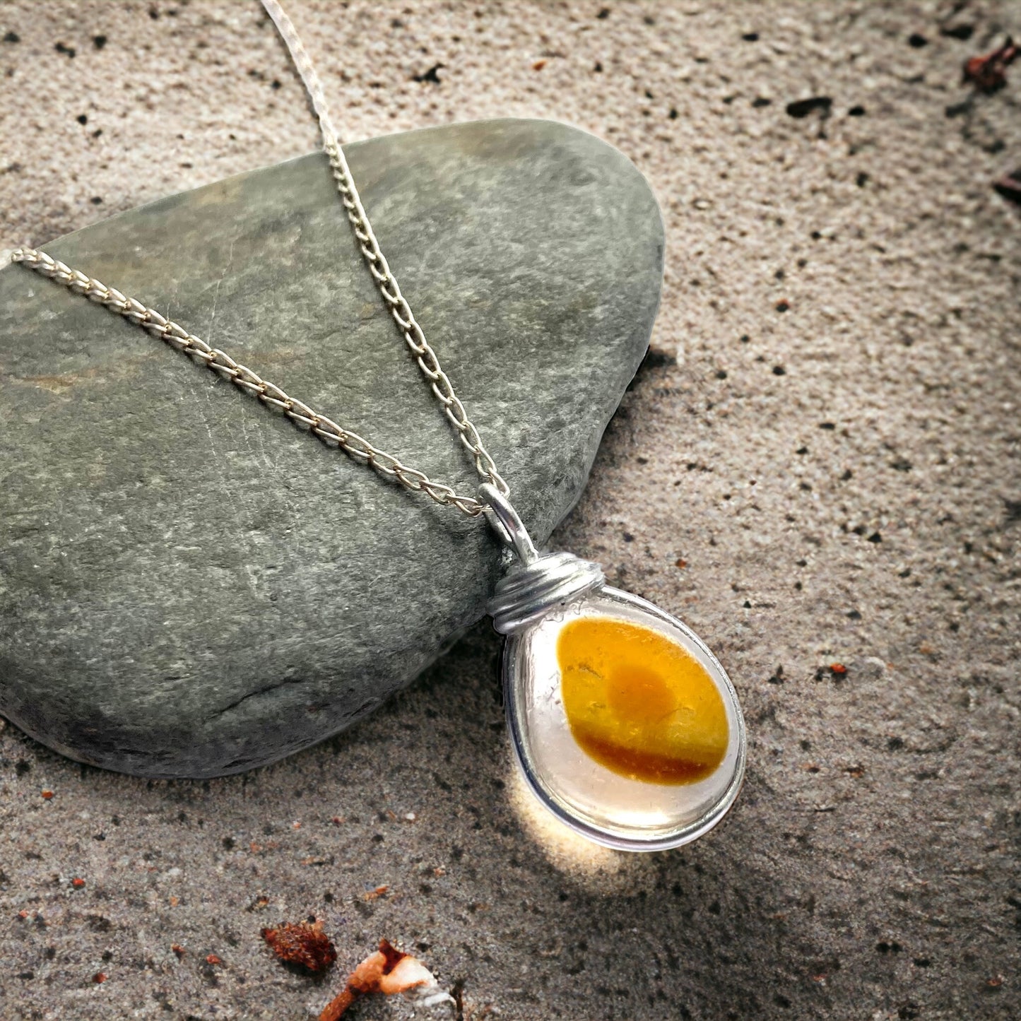 Yellow Tones Seaham Sea Glass Multi Pendant