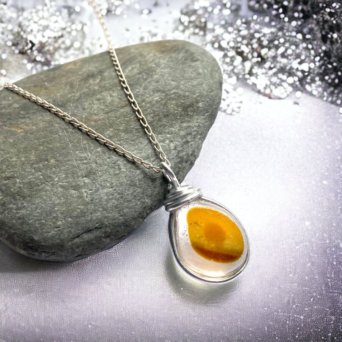 Yellow Tones Seaham Sea Glass Multi Pendant