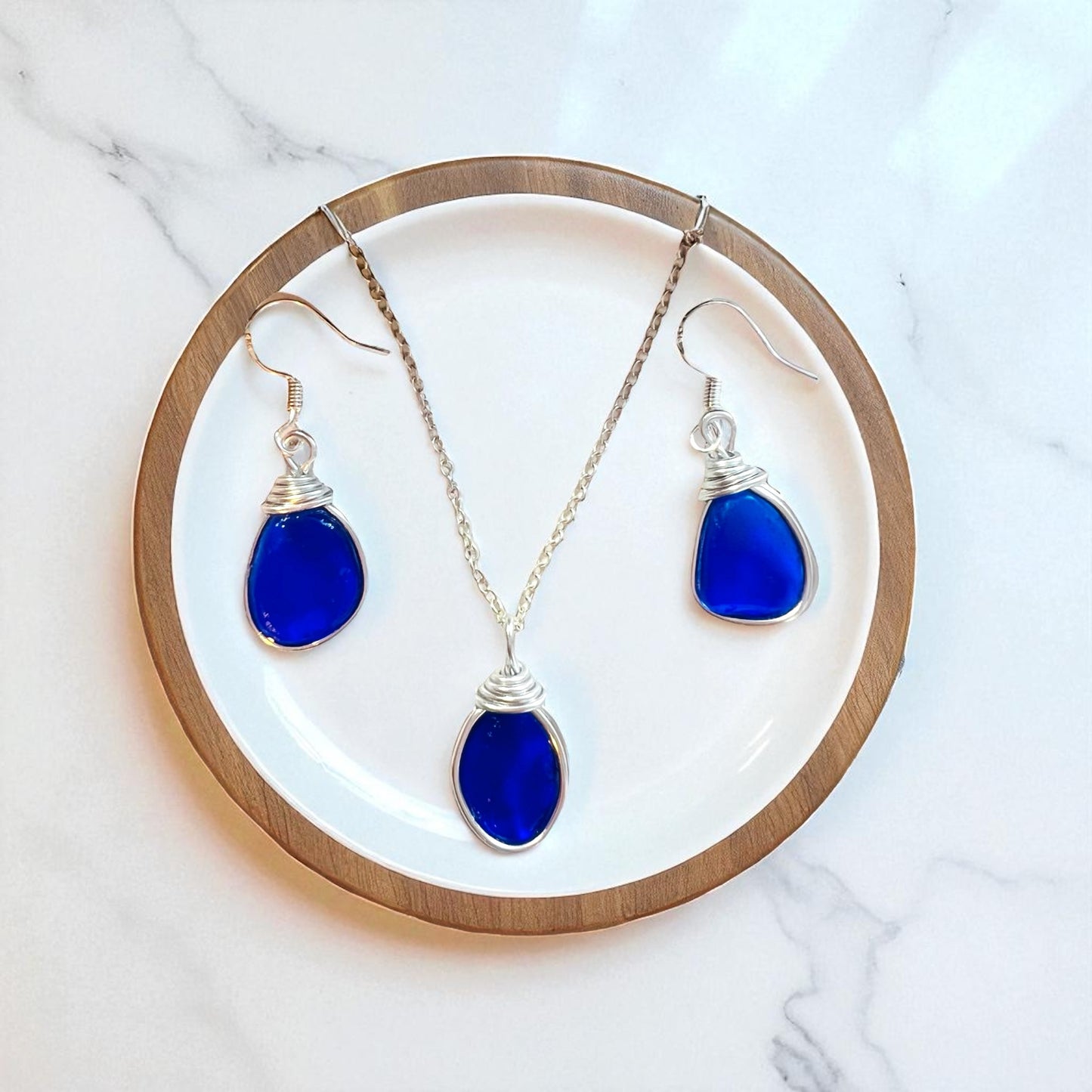 Kent Blue Sea Glass Jewellery Set