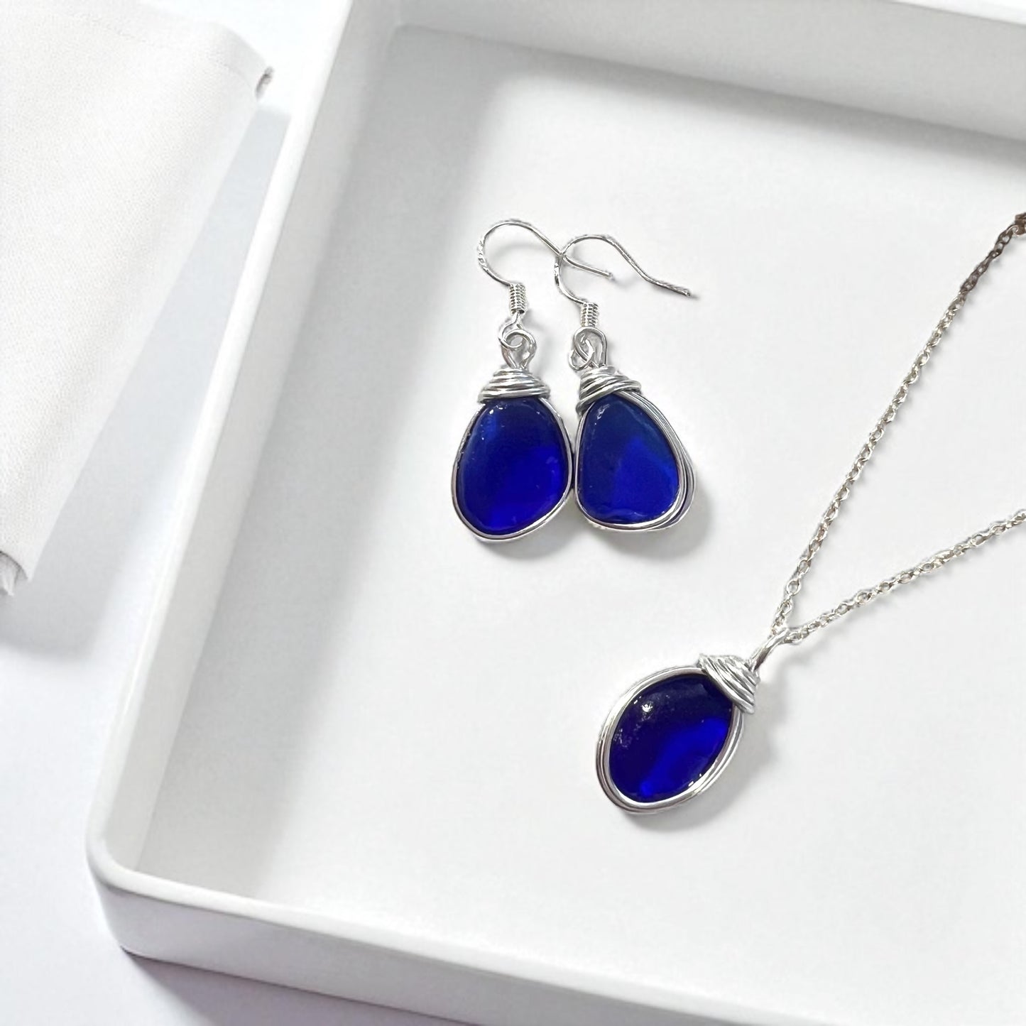 Kent Blue Sea Glass Jewellery Set