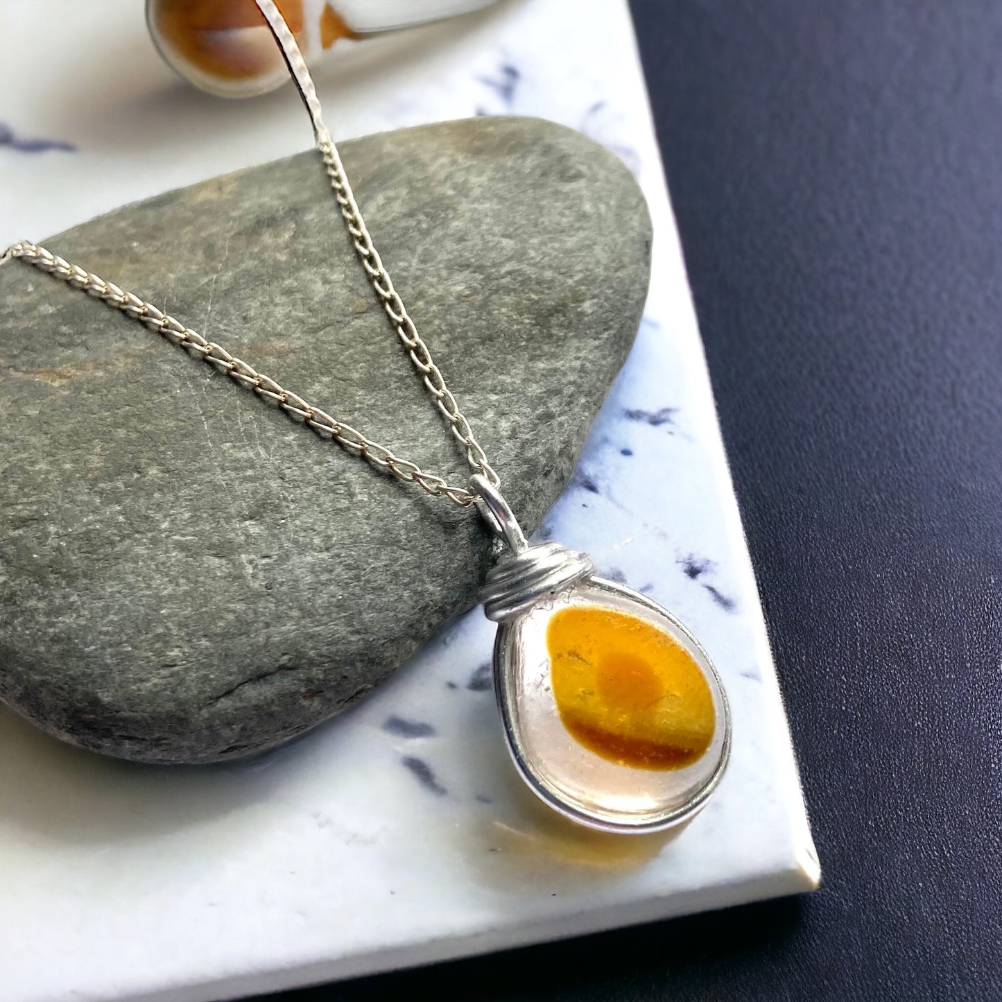 Yellow Tones Seaham Sea Glass Multi Pendant