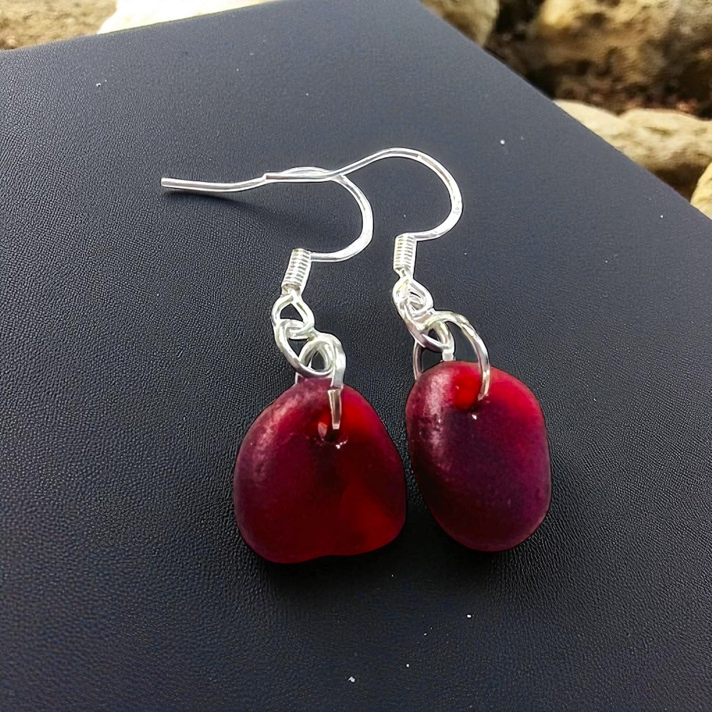 Devon Red Sea Glass Earrings