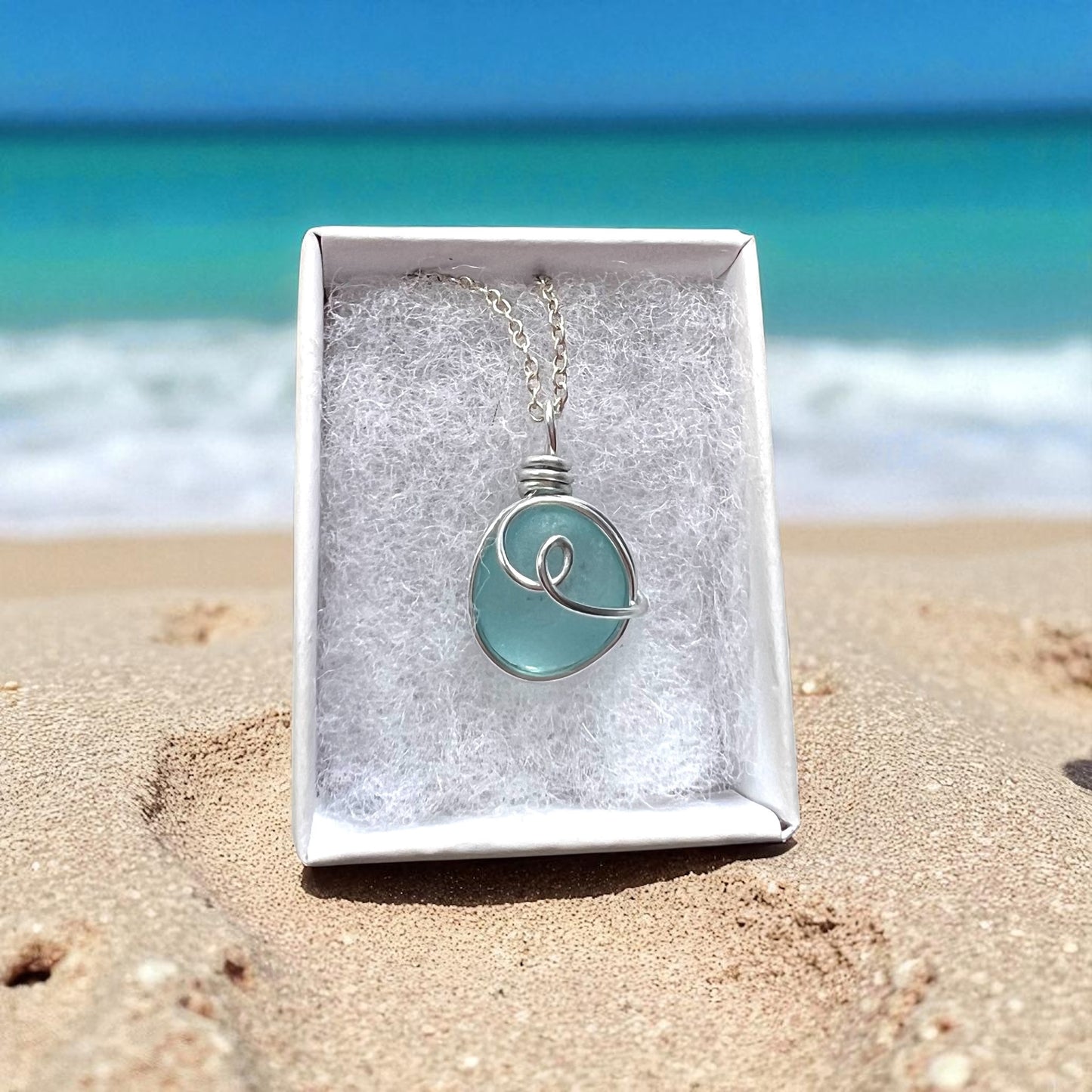 Pale Blue Bubble Seaham Sea Glass Pendant