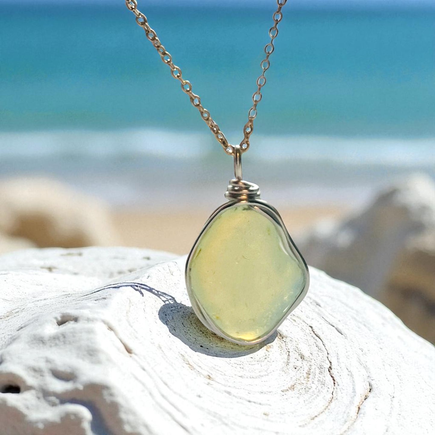 Rare Large Opalescent Seaham Sea Glass Pendant
