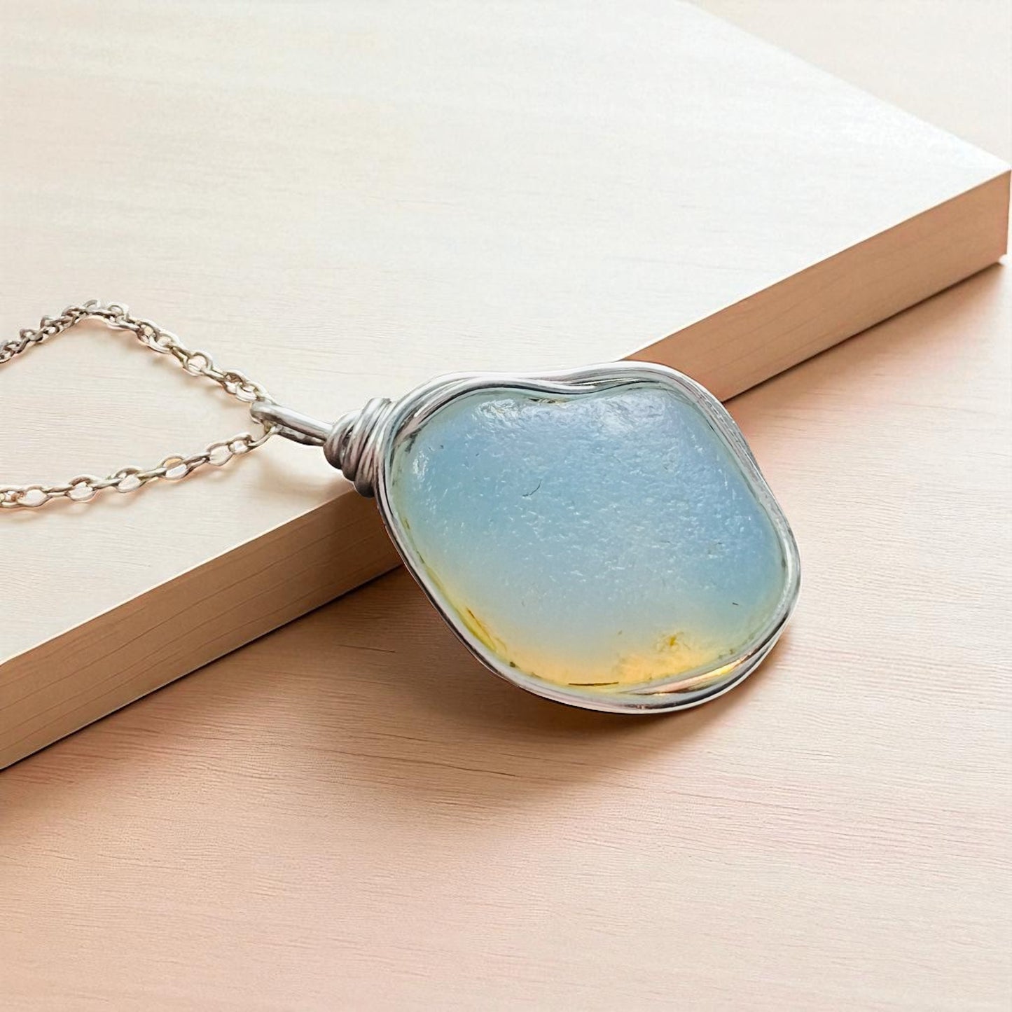 Rare Large Opalescent Seaham Sea Glass Pendant
