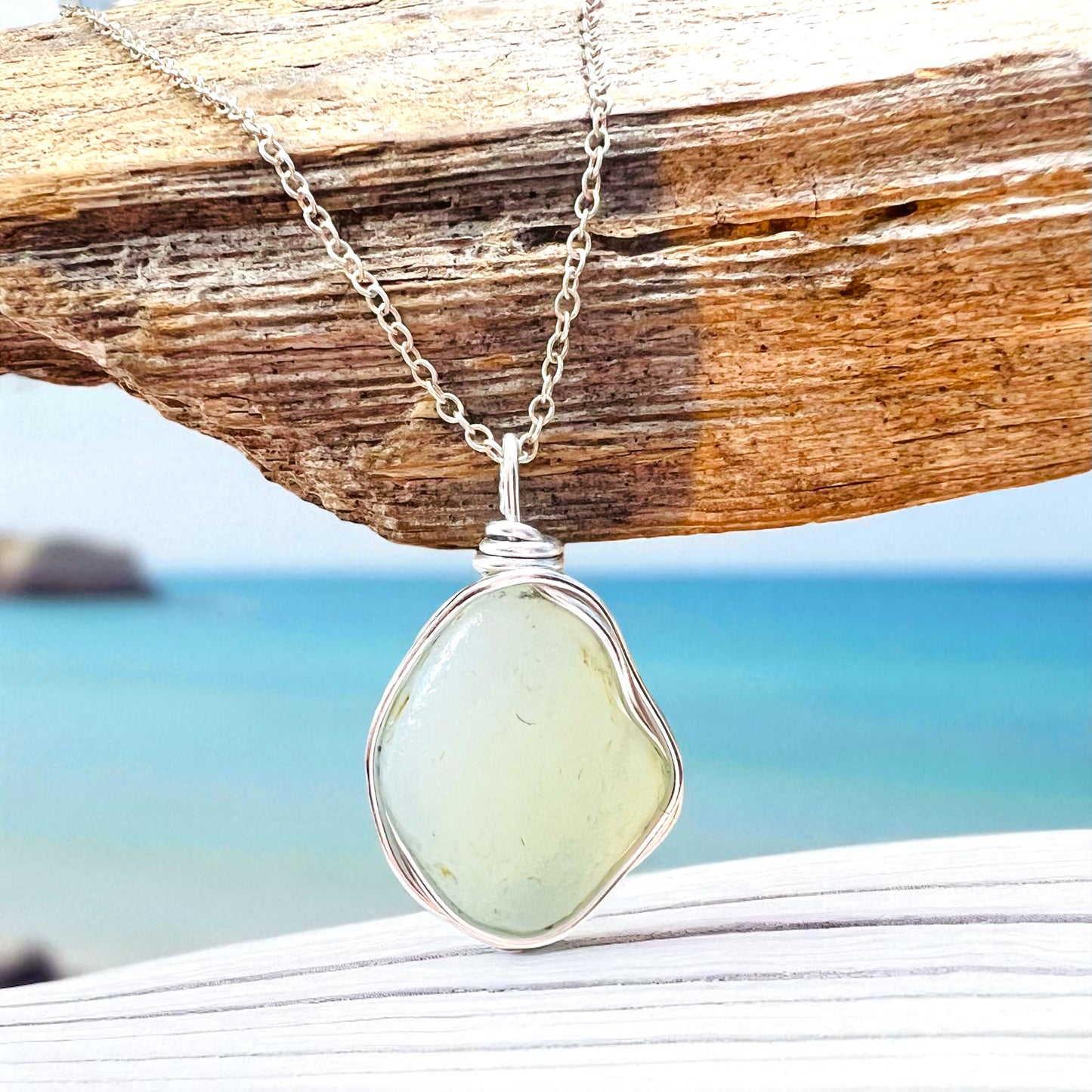 Rare Large Opalescent Seaham Sea Glass Pendant