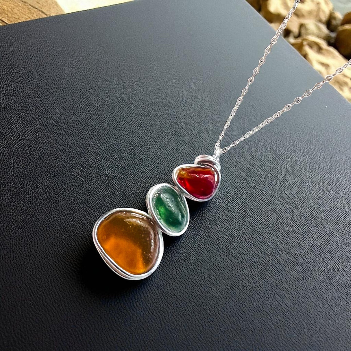 Three Piece Seaham Sea Glass Pendant