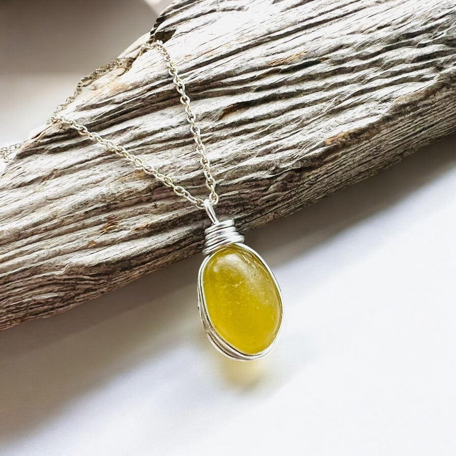Stunning Bright Yellow Seaham Sea Glass Pendant