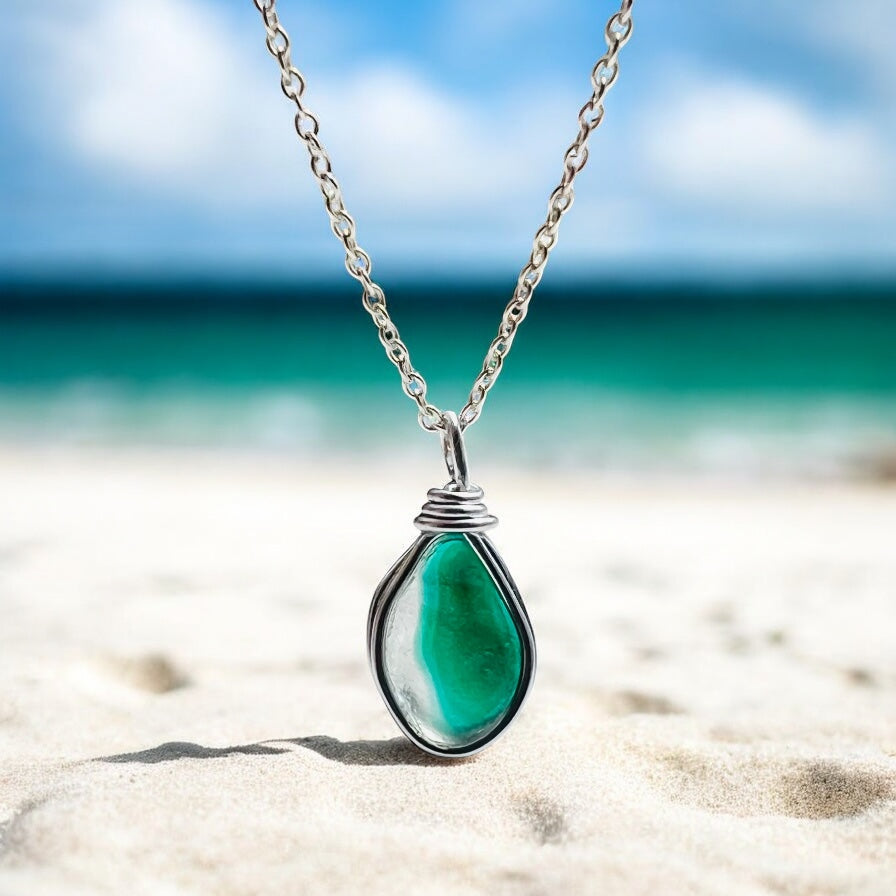 Turquoise Seaham Sea Glass Multi Pendant