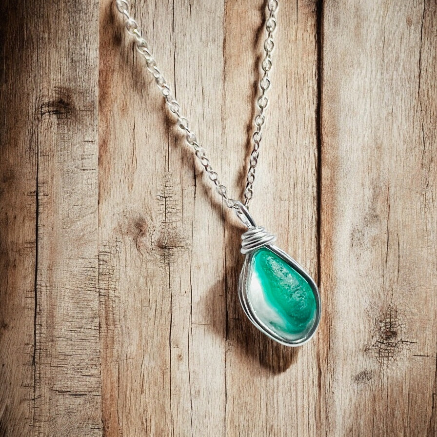 Turquoise Seaham Sea Glass Multi Pendant