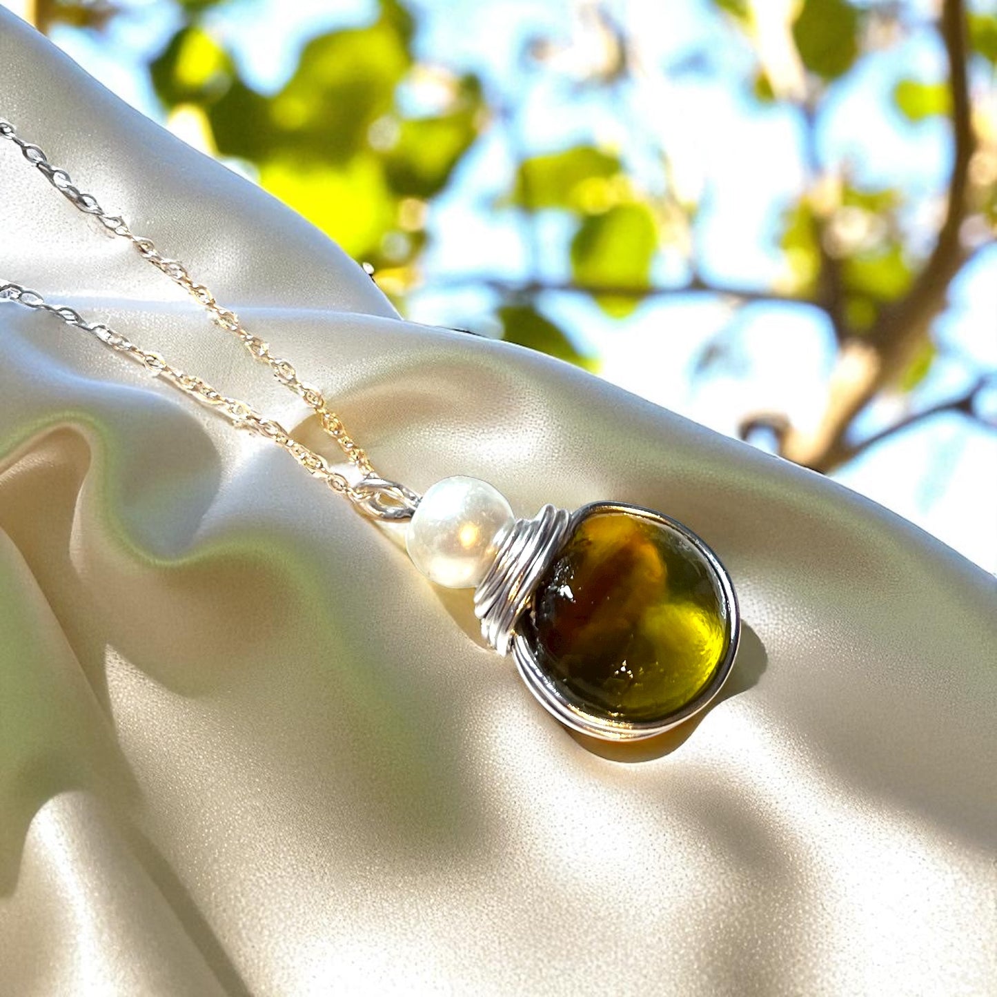 Rare Yellow Multi Tone Seaham Sea Glass Pendant