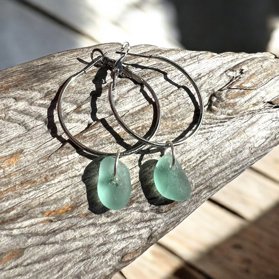 Seaham Sea Glass Hoop Earrings