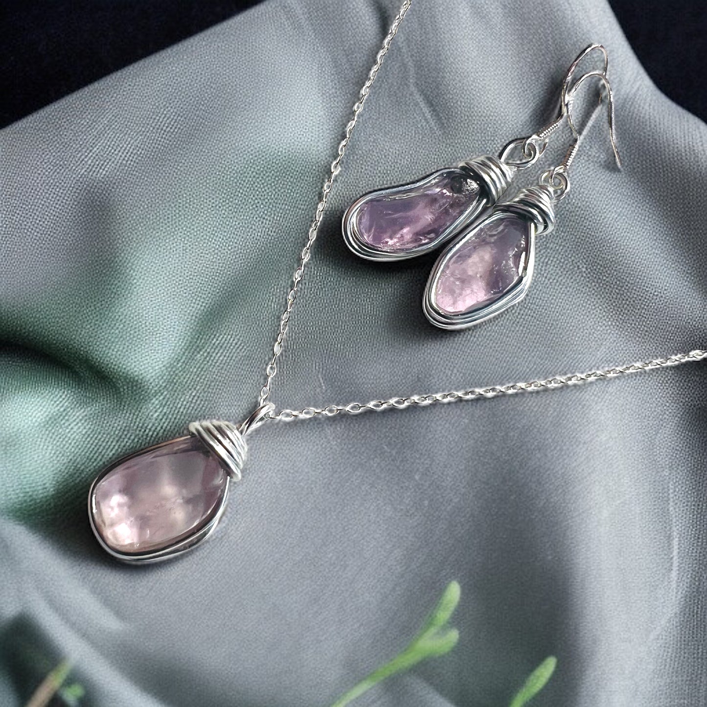 Spanish Sea Glass Rare Lilac Shade Jewellery Set