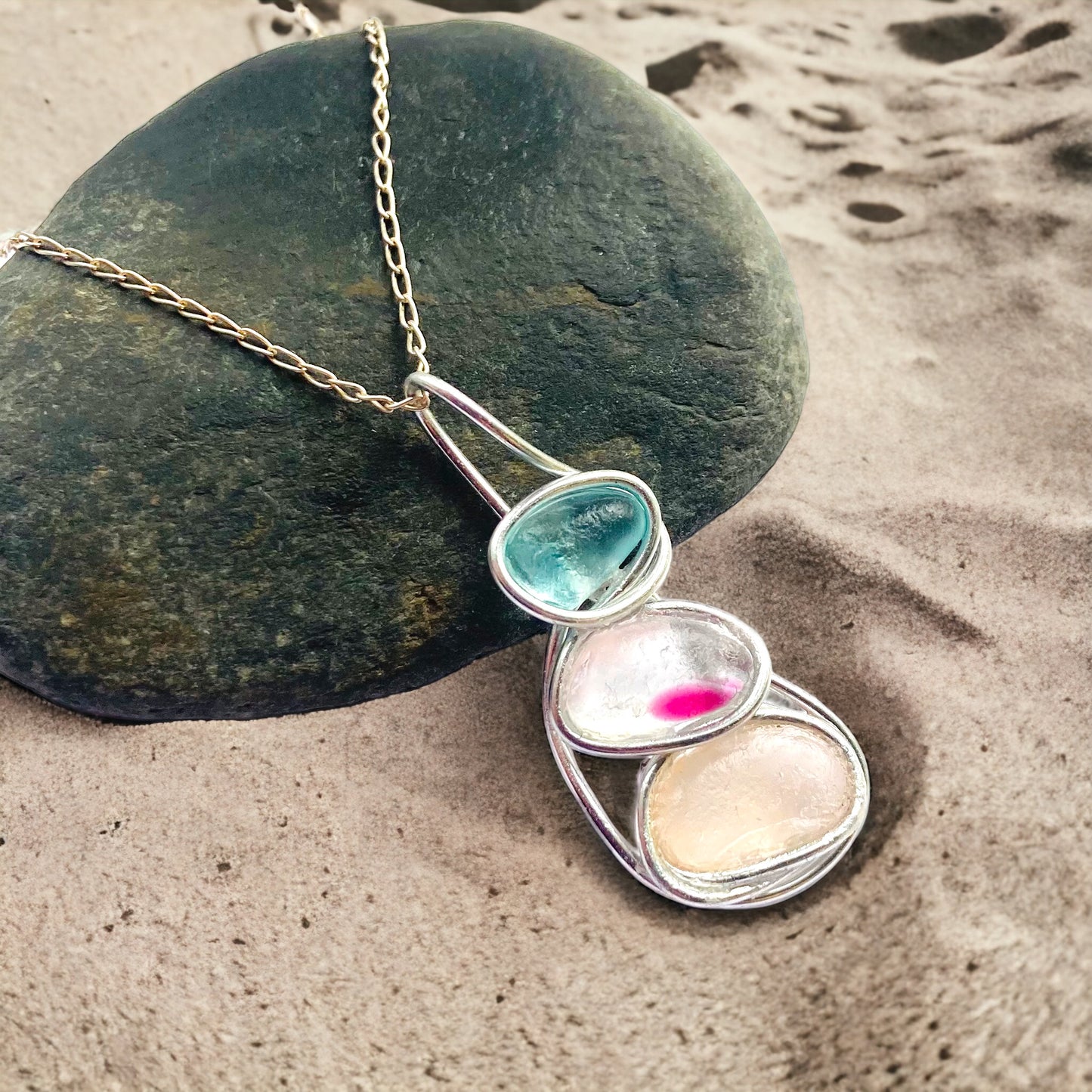 Three Piece Seaham Sea Glass Pendant