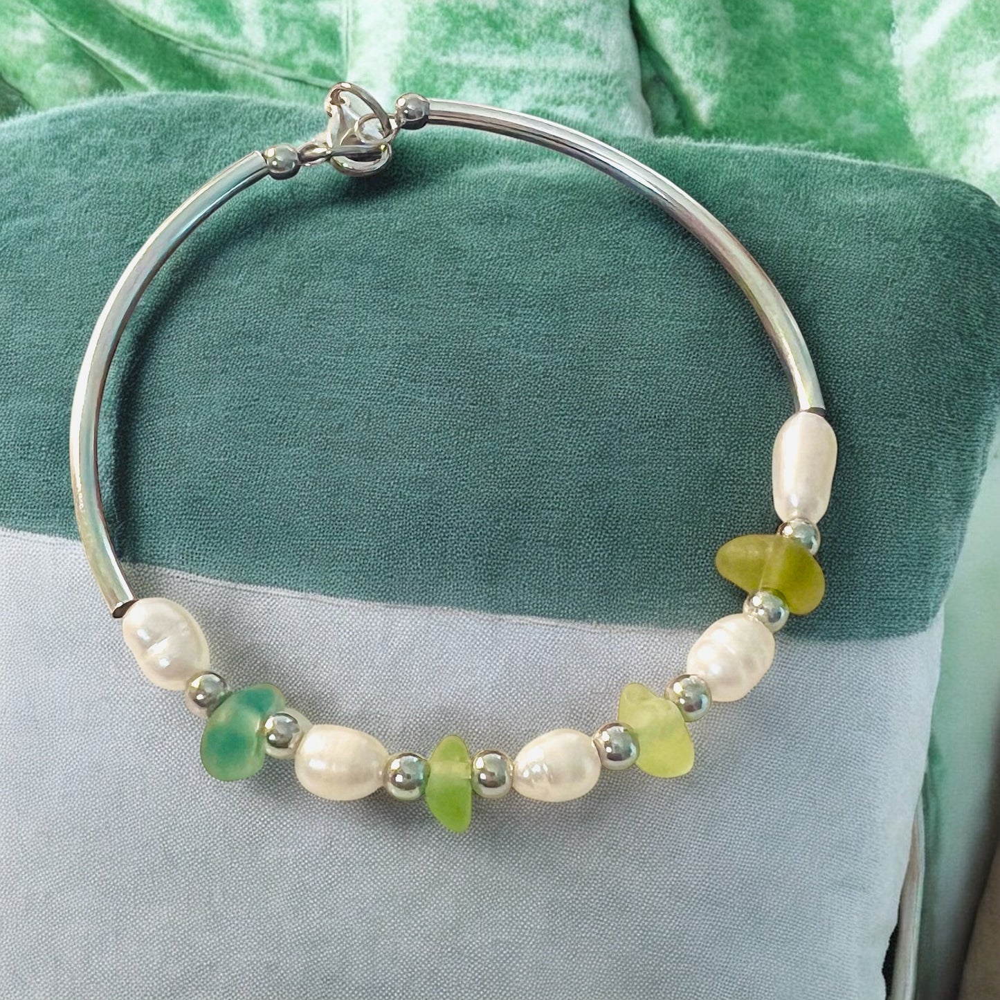 Seaham Sea Glass and Glass Pearl Bracelet