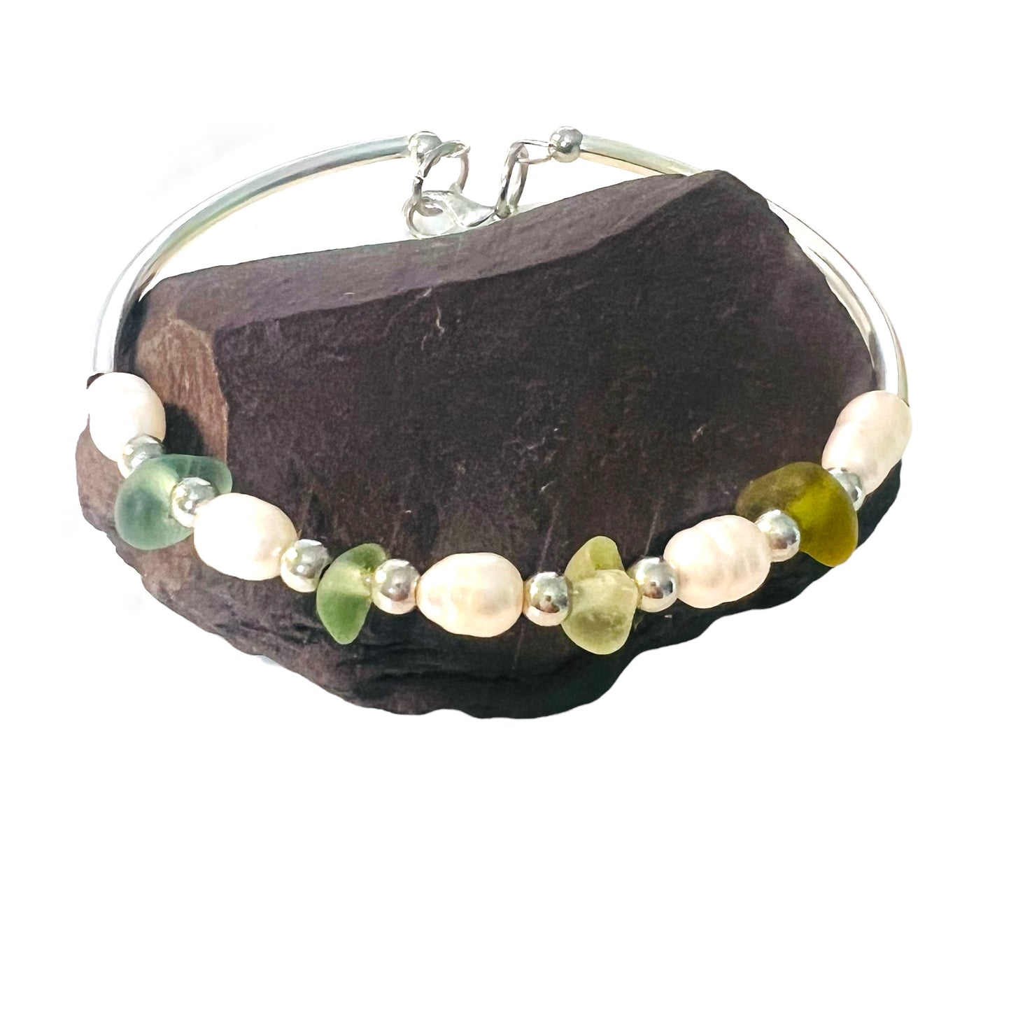 Seaham Sea Glass and Glass Pearl Bracelet